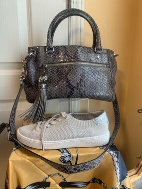 Michael Kors Gray python scales satchel bag Charm